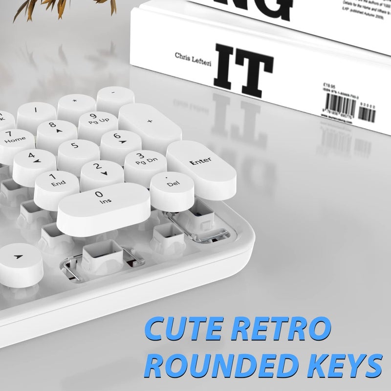 Kootop Wireless Keyboard Mouse Combo, 104 Keys Cute White Keyboard with Number Pad & Mouse for Windows, Computer, PC, Notebook, Laptop (White) - Image 2